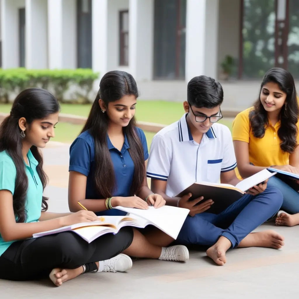 group of indian teenager students doing group study 119108673 Online tuition classes for CBSE and ICSE around India mathsjyoti.in